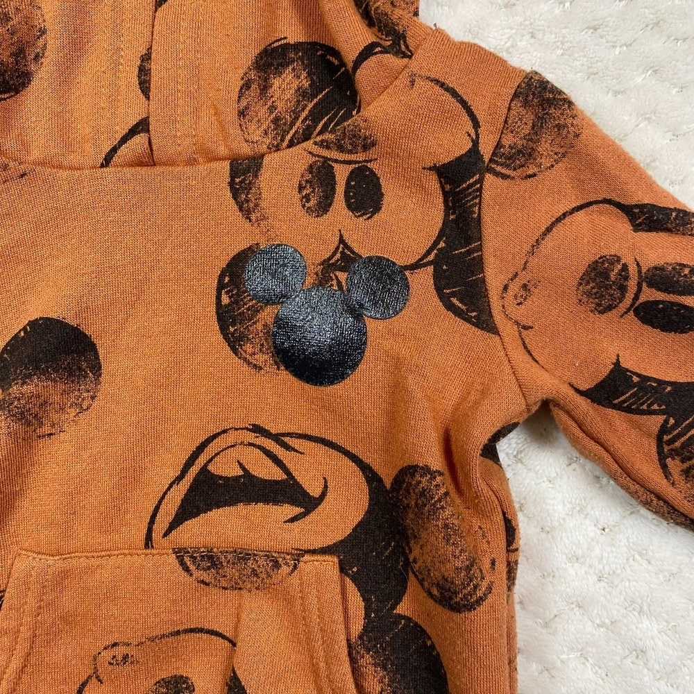 DISNEY JUNIOR 12 Mo MICKEY Sweatshirt Hoodie Rust & Black Vacation